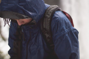 lady in raincoat