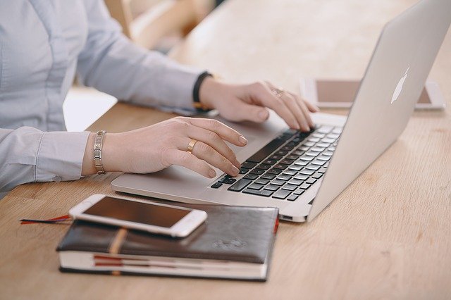 on laptop